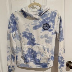 Abercrombie & Fitch White and Blue Tie-Dye Hoodie
